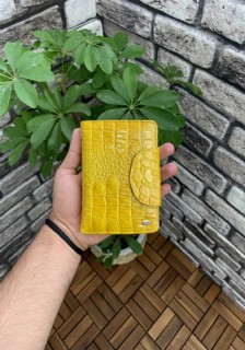 Bags - Yellow Croco Leather Women's Wallet 100345738 - Turkey