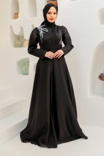 Wedding & Evening - Black Hijab Evening Dress 100340074 - Turkey
