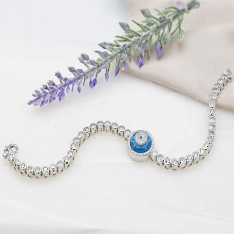 jewelry - Evil Eye Women's Silver Bracelet with Turquoise Stones White 100347386 - Turkey