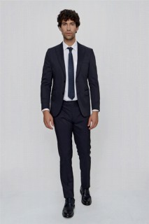 Suit - Men's Navy Blue Cotton Sebbay Basic Slim Fit Slim Fit 6 Drop Suit 100351285 - Turkey