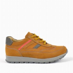 Yellow Genuine Leather Boy's Sports School Shoe Lace Up 100278829