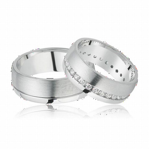 Silver Rings 925 - طقم خاتم زفاف فضي اللون فضي 100348038 - Turkey
