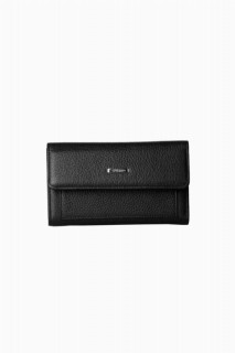 Hand Portfolio - Black Snap Fastener Genuine Leather Women's Wallet 100346309 - Turkey