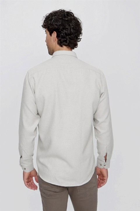 Men's Beige Woodman Regular Fit Comfy Cut Pocket Shirt 100351021