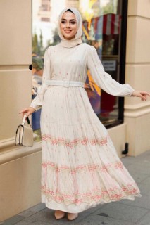 Clothes - Salmon Pink Hijab Dress 100341666 - Turkey