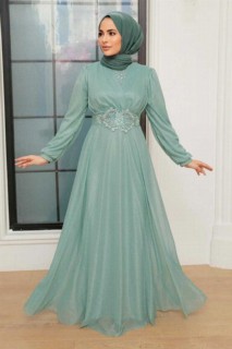 Wedding & Evening - Robe de soirée hijab menthe 100341283 - Turkey