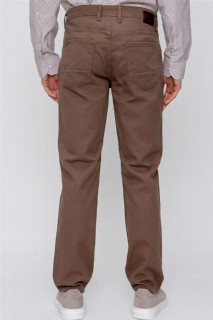 Men's Light Brown Cotton Straight Dynamic Fit Comfortable Fit 5 Pocket Trousers 100350750