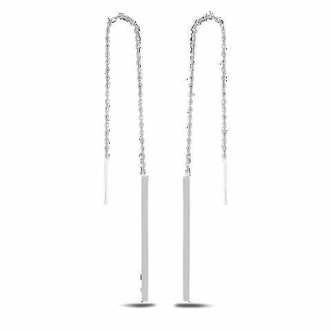 jewelry - Plain Dangle Women's Silver Earrings Silver 100346695 - Turkey
