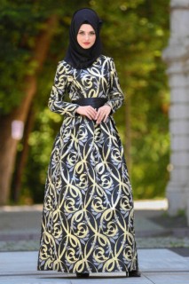 Wedding & Evening - Schwarzes Hijab-Abendkleid 100299252 - Turkey