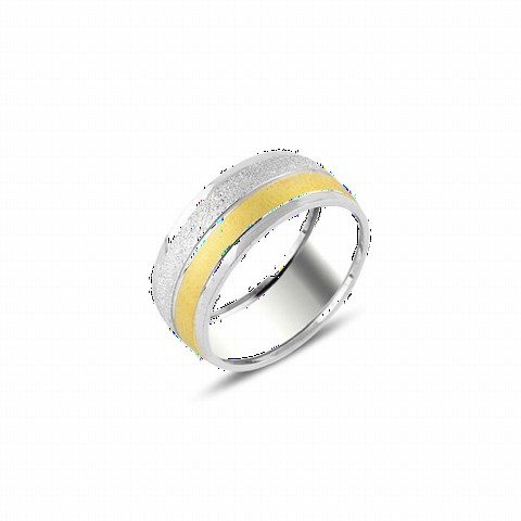 Men - Simple Model 14K Gold Plated Silver Wedding Ring 100347195 - Turkey
