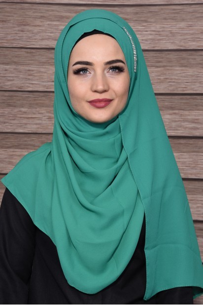 Woman Bonnet & Hijab - Châle Pierre Élégant Vert Menthe - Turkey