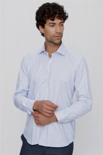 Men's Ice Blue Piticaret Regular Fit Wide Cut Solid Collar Shirt 100351056