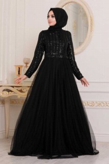 Evening & Party Dresses - Robe de soirée hijab noire 100334572 - Turkey