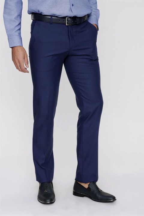 Men Clothing - Men's Sax Basic Slim Fit Side Pocket Fabric Trousers 100350622 - Turkey
