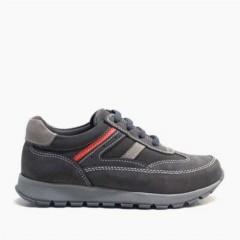 Genuine Leather Gray Lace up Boy's Sport Shoes 100278805