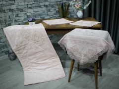 Living room Table Set - سميرة طقم غرفة نوم وغرفة معيشة مطرزة كريمي كابتشينو 100331141 - Turkey