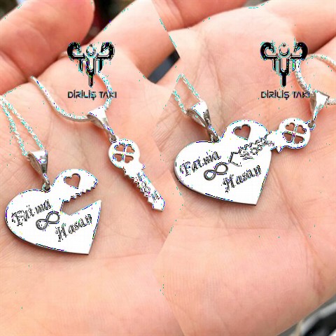 Necklace - Personalized You Have The Key To My Heart Silver Necklace 100348125 - Turkey