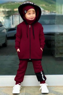 Boy Clothing - Boys Bereli Original Cool Red Tracksuit Suit 100328737 - Turkey