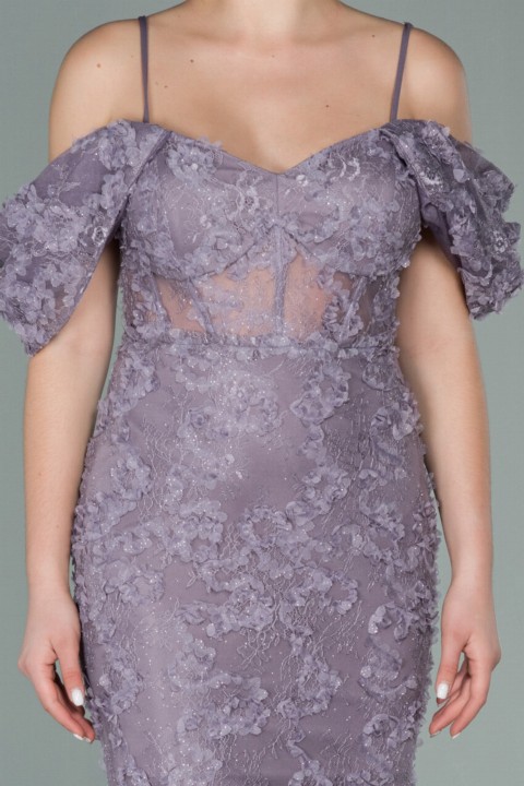 Evening Dress Short Sleeve Glittery Guipure Long Evening Dress 100295544