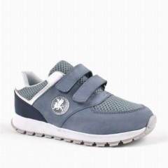 Kids - Chaussures de sport anatomiques en cuir véritable gris Velcro pour garçons 100278822 - Turkey