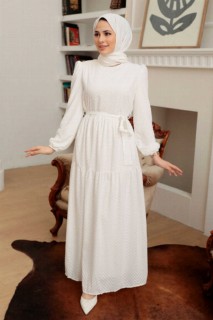 Clothes - White Hijab Dress 100340911 - Turkey