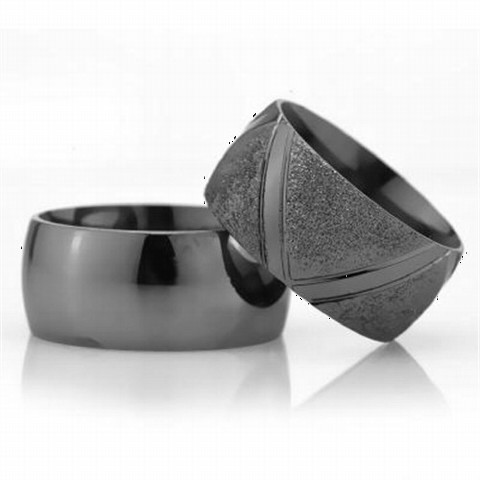 Classic Thick Black Plated Silver Wedding Ring 100347906