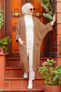 Outwear - Biscuit Hijab Knitwear Cardigan 100338698 - Turkey