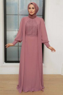 Wedding & Evening - Robe de soirée Hijab Dusty Rose 100341243 - Turkey