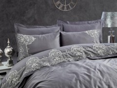Cotton Satin Double Duvet Cover Set With Spike Embroidery 100331460