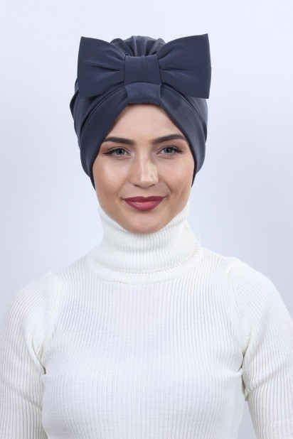 Woman Bonnet & Turban - Double Sided Bonnet Smoked Bow 100285280 - Turkey