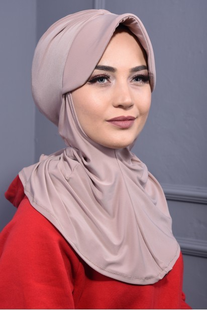 Woman Hijab & Scarf - وشاح قبعة رياضية بيج - Turkey