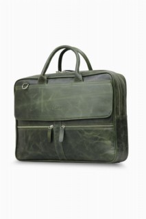 Guard Antique Green Mega Size Laptop Entry Genuine Leather Briefcase 100346247