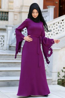 Evening & Party Dresses - Fuchsia Hijab Evening Dress 100299143 - Turkey