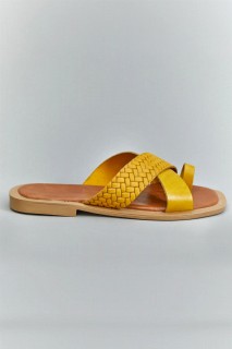 Pink Mustard Leather Slippers 100343413