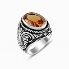 Zultanite Stone Ottoman Arm Patterned Silver Ring 100347903