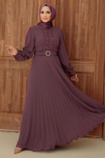 Clothes - Robe Hijab Rose Poudré Foncé 100340957 - Turkey
