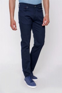 Subwear - Men's Navy Blue Summer Dobby Cotton 5 Pocket Dynamic Fit Casual Fit Trousers 100350866 - Turkey