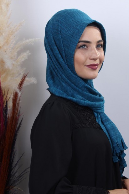 Knitwear Practical Hijab Shawl Petrol Blue 100282923