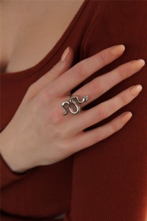 Rings - Adjustable Silver Color Snake Ring 100326562 - Turkey