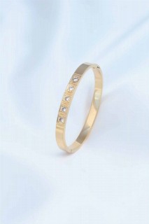 Bracelet - Gold Color Zircon Stone Detailed Female Steel Clamp 100327509 - Turkey