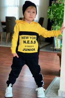 Boy Clothing - Boy's New York Beret Hooded Yellow Tracksuit 100327059 - Turkey