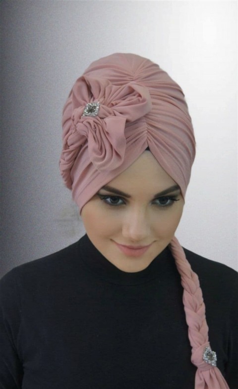 Evening Model - Floral Braided Bonnet Colored 100283161 - Turkey