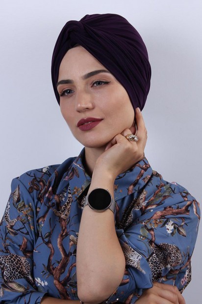 Woman Bonnet & Turban - Dolama Bonnet Purple 100285246 - Turkey