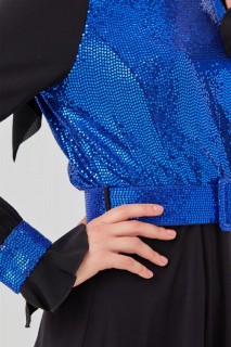 Women's Sleeves Ruffle Detailed Sequin Evening Dress 100342701