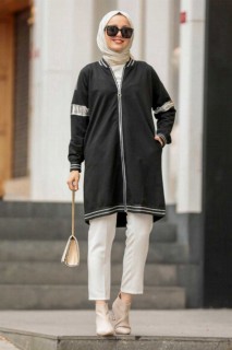 Coat - Black Hijab Coat 100339106 - Turkey
