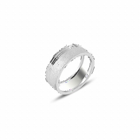 Wedding Ring - Plain Glittered Silver Wedding Ring 100347049 - Turkey