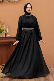 Evening & Party Dresses - Black Hijab Evening Dress 100337640 - Turkey