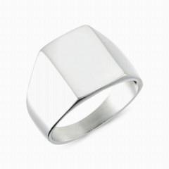 Rectangle Flat Plate Silver Ring 100348243