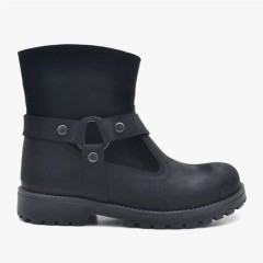 Garuda Genuine Black Leather Zipper Boots Children 100278630