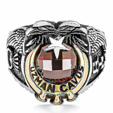 Men - Edge Embroidered Master Sergeant Silver Ring 100349837 - Turkey
